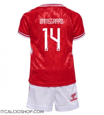 Danimarca Mikkel Damsgaard #14 Prima Maglia Bambino Europei 2024 Manica Corta (+ Pantaloni corti)